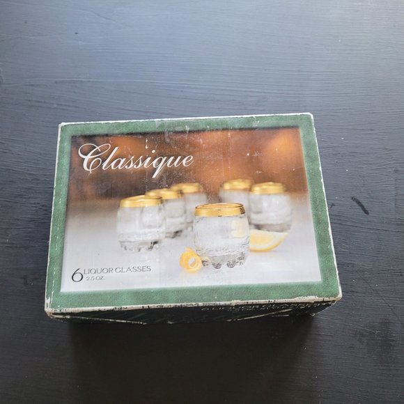 Vintage Pasabahce Gold Rimmed Roly Poly Low Ball Liquor Glasses Set Of 5 - Picture 2 of 13